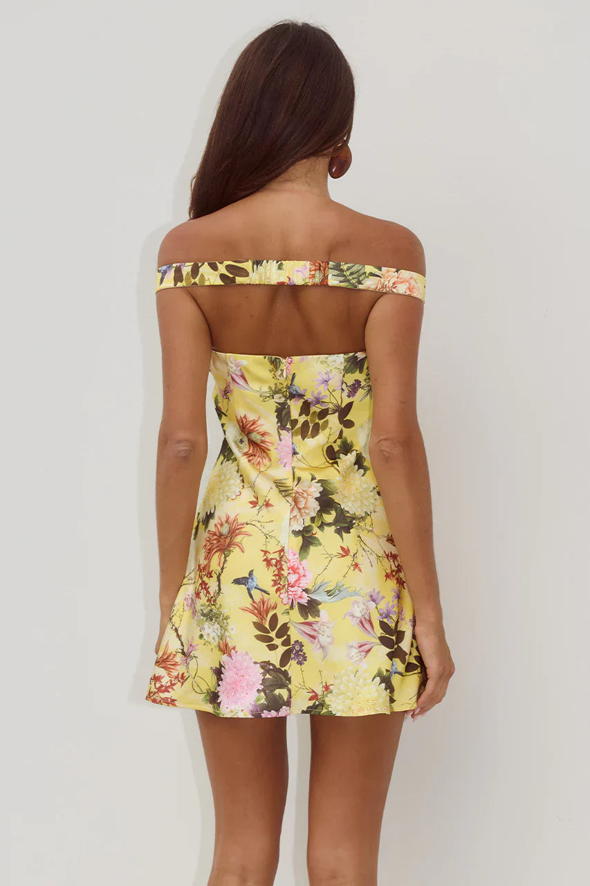 AVETA OFF SHOULDER MINI DRESS - KENDALL YELLOW