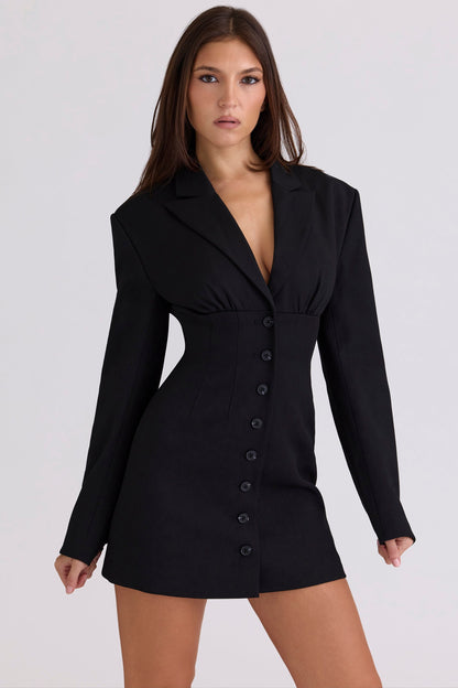 black hourglass blazer dress