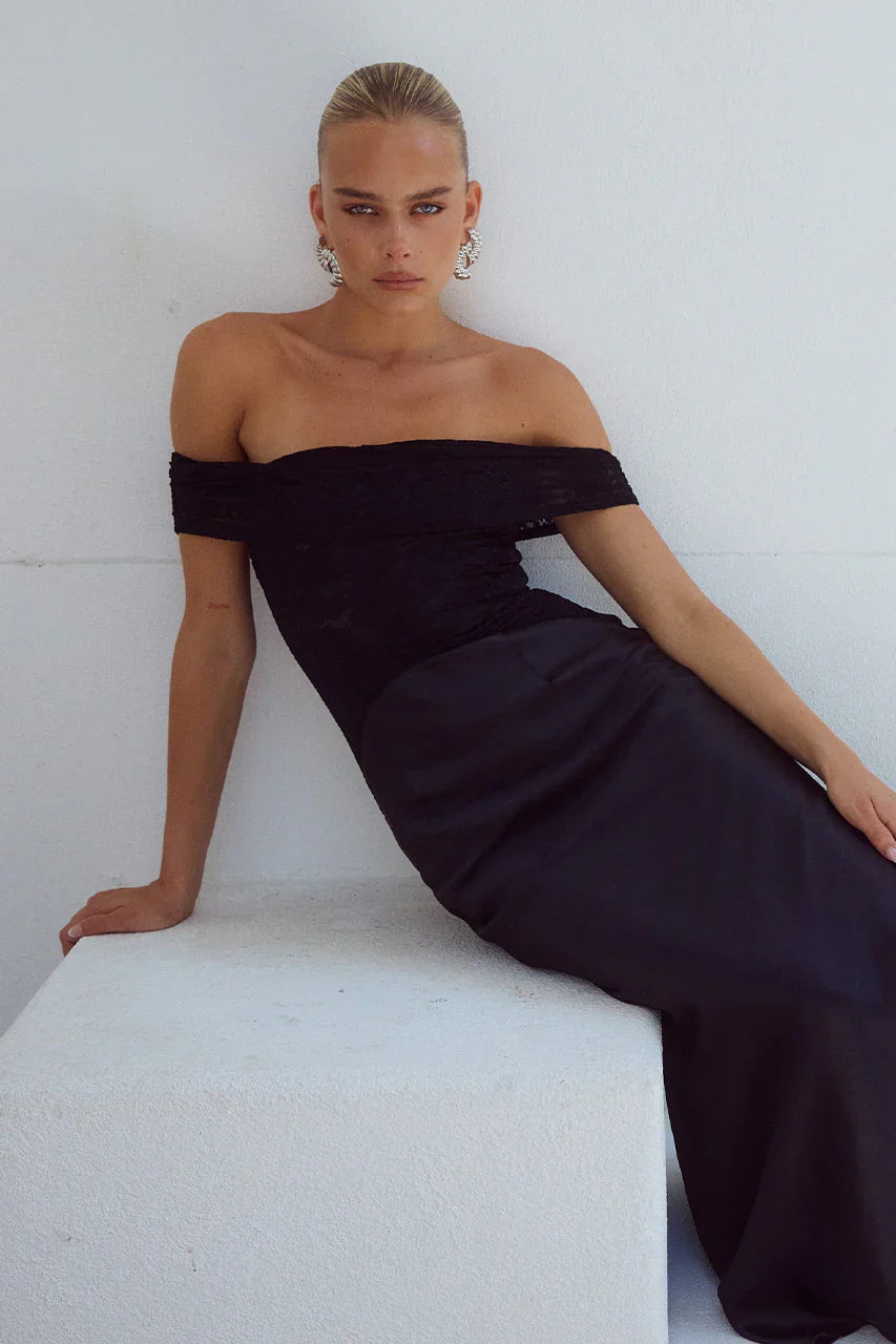 AMORET MIDI DRESS - BLACK