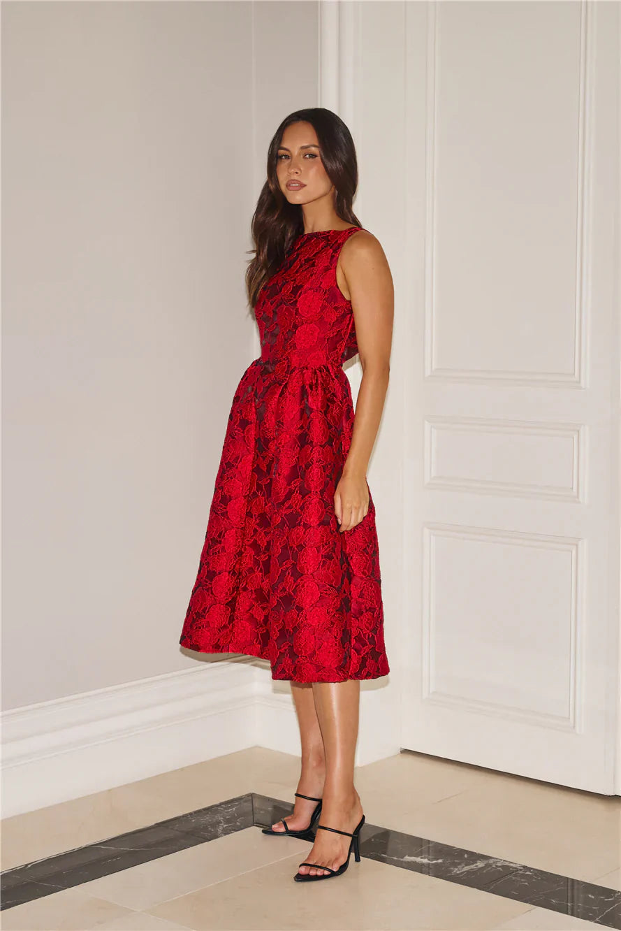 All Things Girly Midi Dress Red