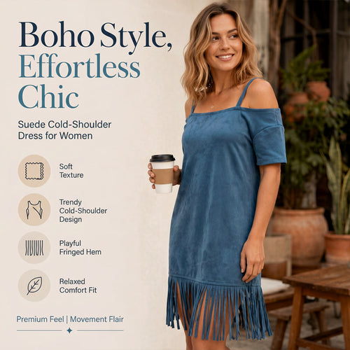 ⌛Limited-Time Offer-Women's Off-Shoulder Strap Fringe Dress