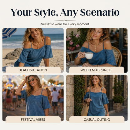 ⌛Limited-Time Offer-Women's Off-Shoulder Strap Fringe Dress