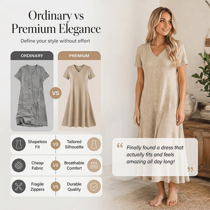⌛Limited-Time Offer-Women's Short Sleeve V-Neck Maxi Dress