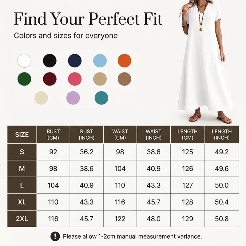 ⌛Limited-Time Offer-Women's Short Sleeve V-Neck Maxi Dress