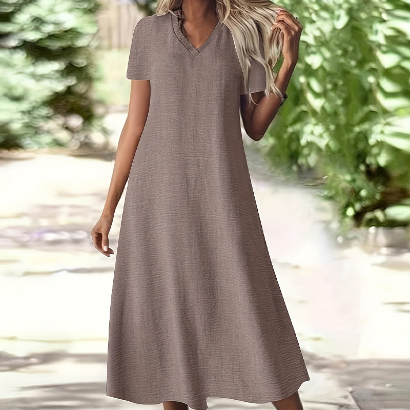 ⌛Limited-Time Offer-Women's Short Sleeve V-Neck Maxi Dress