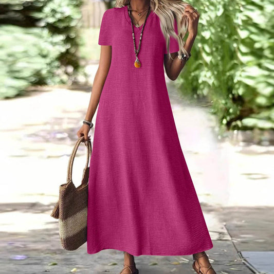 ⌛Limited-Time Offer-Women's Short Sleeve V-Neck Maxi Dress