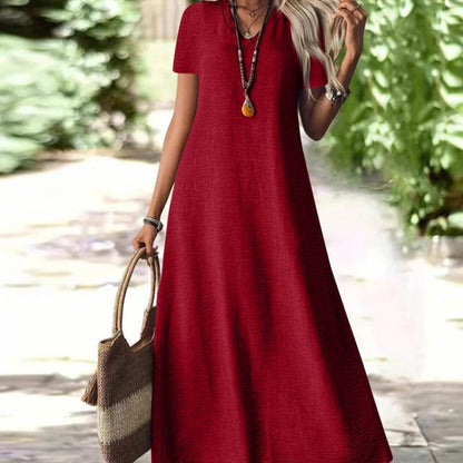 ⌛Limited-Time Offer-Women's Short Sleeve V-Neck Maxi Dress