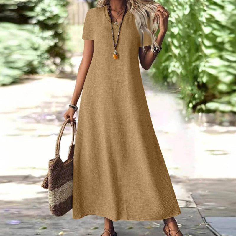 ⌛Limited-Time Offer-Women's Short Sleeve V-Neck Maxi Dress
