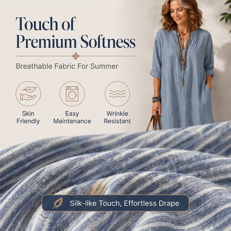 Women's Striped V-Neck Maxi Dress