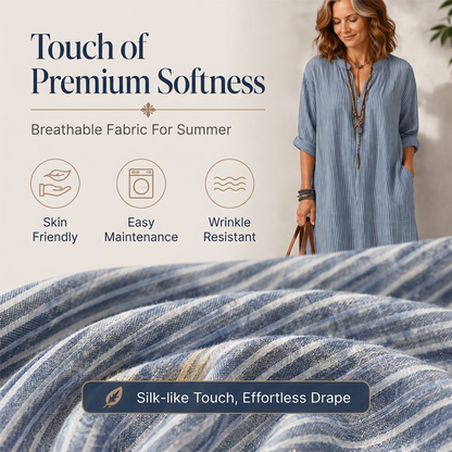 Women's Striped V-Neck Maxi Dress
