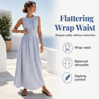 ⏳Limited-time 50% off⏰Women Casual Striped Maxi Dress Sleeveless🎀👗