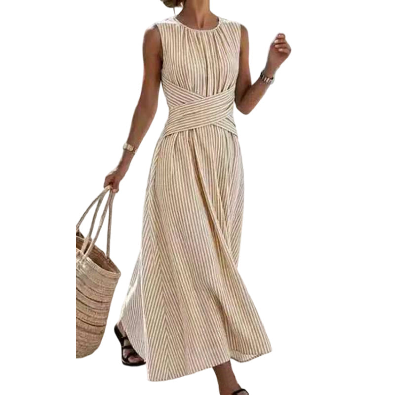 ⏳Limited-time 50% off⏰Women Casual Striped Maxi Dress Sleeveless🎀👗