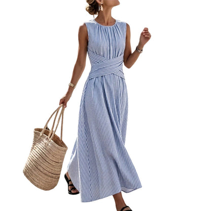 ⏳Limited-time 50% off⏰Women Casual Striped Maxi Dress Sleeveless🎀👗