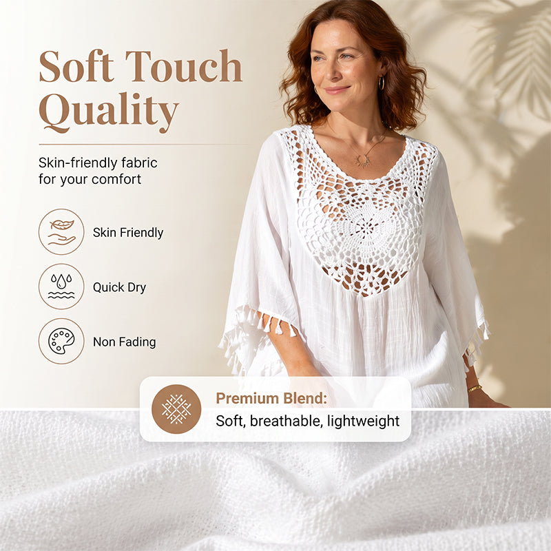 ⌛50% Off on the Last Day-Women's Crochet Patchwork Beach Cover Up with Tassel