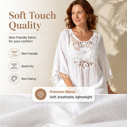 ⌛50% Off on the Last Day-Women's Crochet Patchwork Beach Cover Up with Tassel