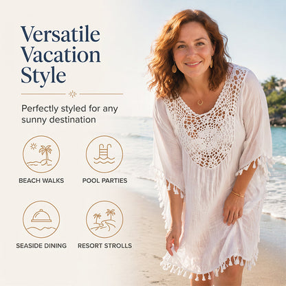 ⌛50% Off on the Last Day-Women's Crochet Patchwork Beach Cover Up with Tassel