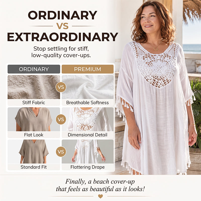 ⌛50% Off on the Last Day-Women's Crochet Patchwork Beach Cover Up with Tassel