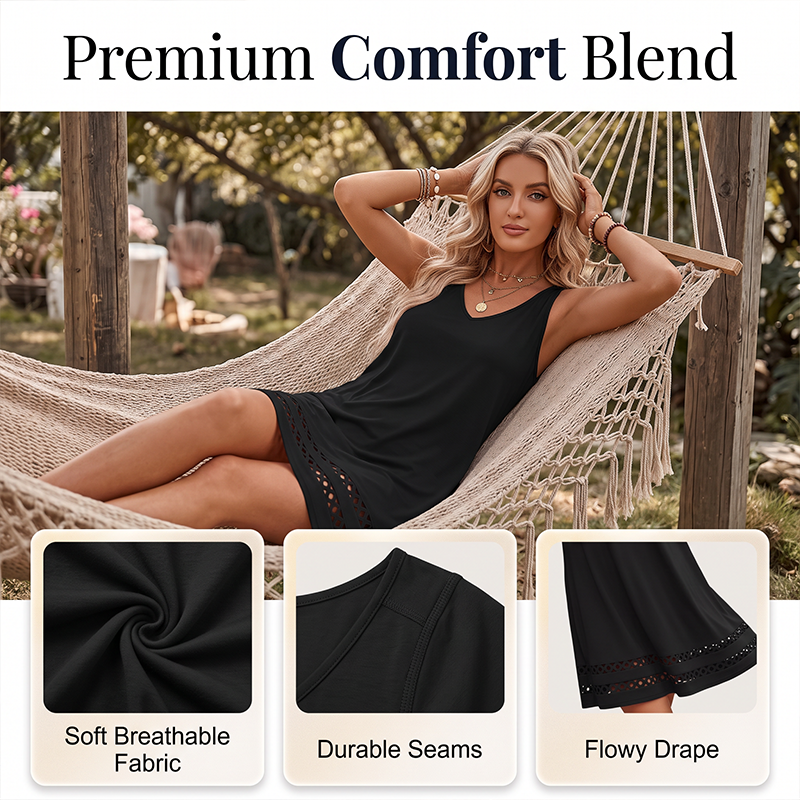Trending Now🔥Sleeveless Eyelet Hem Dress – Versatile V-Neck Style