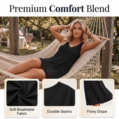 Trending Now🔥Sleeveless Eyelet Hem Dress – Versatile V-Neck Style