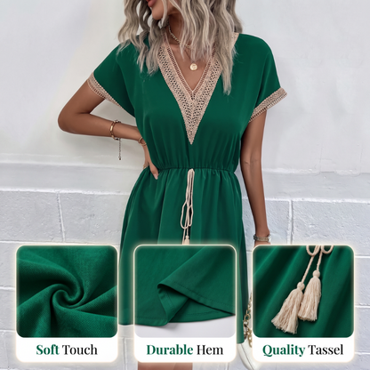 Women's Boho Lace V-Neck Dress