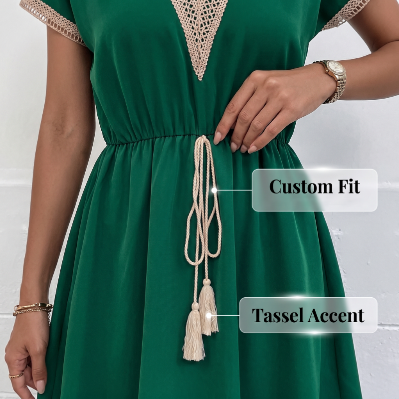 Women's Boho Lace V-Neck Dress