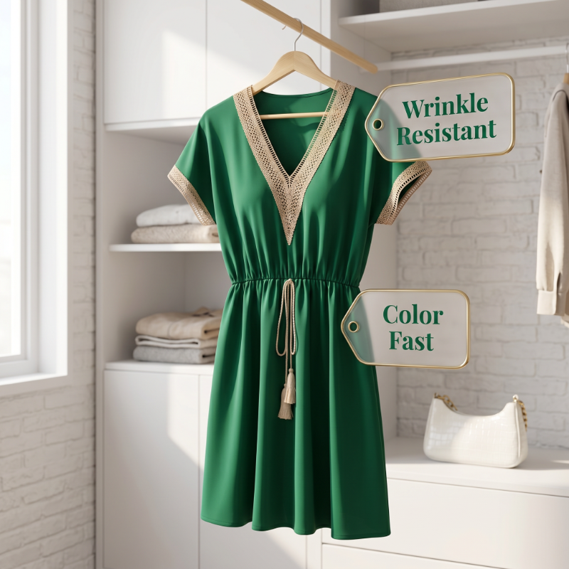 Women's Boho Lace V-Neck Dress