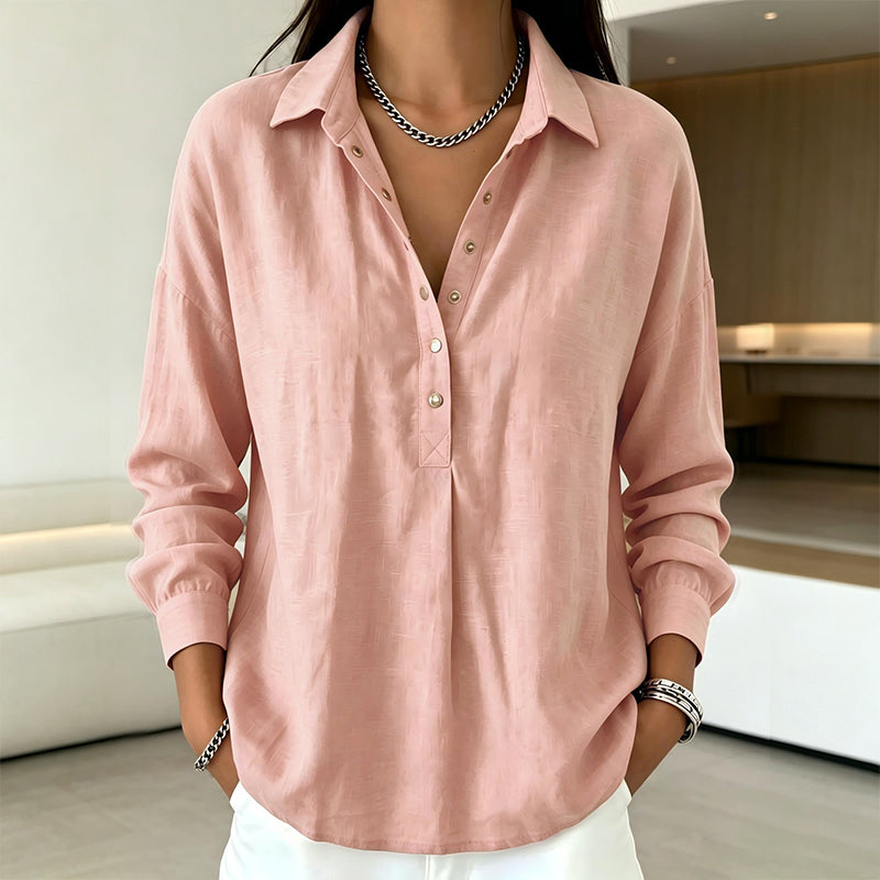 Women's Casual Loose Half-Button Shirt