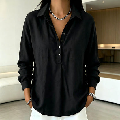 Women's Casual Loose Half-Button Shirt