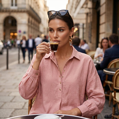 Women's Casual Loose Half-Button Shirt