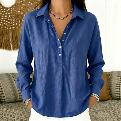 Women's Casual Loose Half-Button Shirt