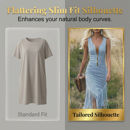 Retro Western Tassel Sleeveless Slim Dress