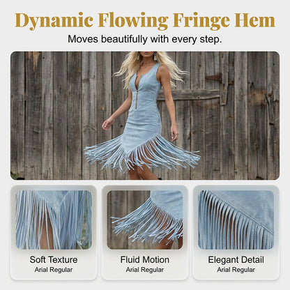 Retro Western Tassel Sleeveless Slim Dress
