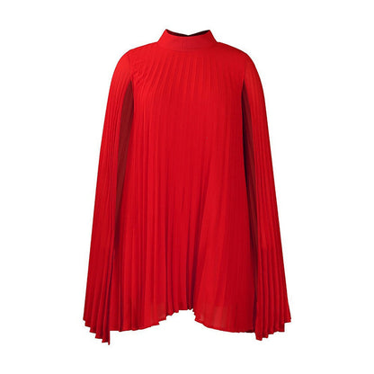 Trending Now⭐💃 Graceful Pleated Dress with Cape Silhouette