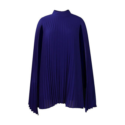 Trending Now⭐💃 Graceful Pleated Dress with Cape Silhouette