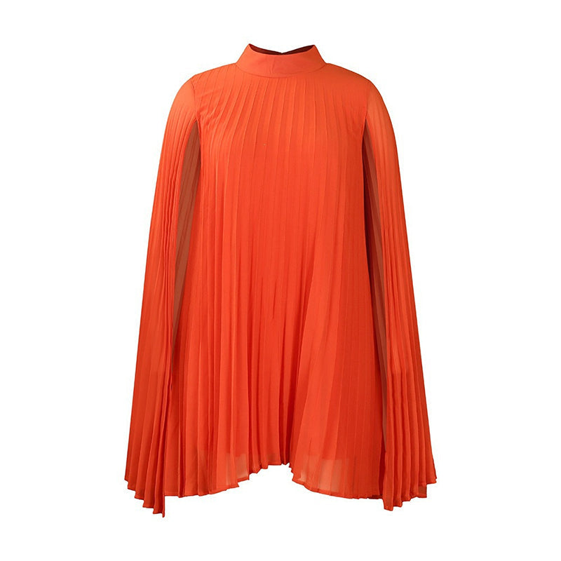 Trending Now⭐💃 Graceful Pleated Dress with Cape Silhouette