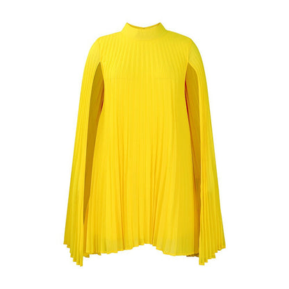 Trending Now⭐💃 Graceful Pleated Dress with Cape Silhouette