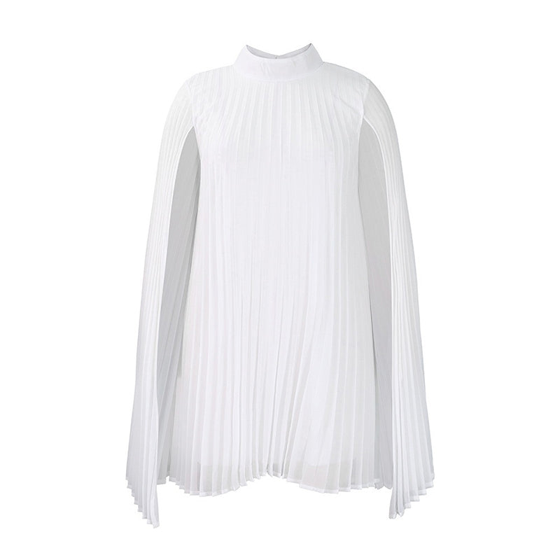 Trending Now⭐💃 Graceful Pleated Dress with Cape Silhouette