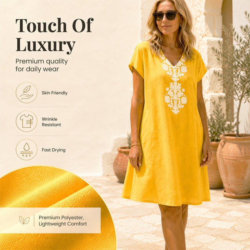 Women's Casual V Neck Printed Dress