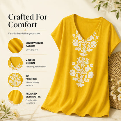 Women's Casual V Neck Printed Dress