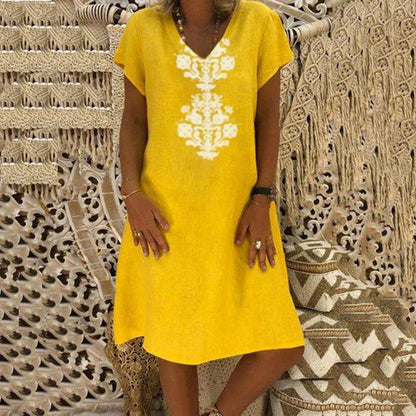 Women's Casual V Neck Printed Dress