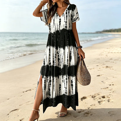 👗🌈 LIMITED TIME 50% OFF! Women’s Tie Dye V Neck Maxi Dress – Breathable Comfort, Relaxed Fit and Effortless Summer Style ✨