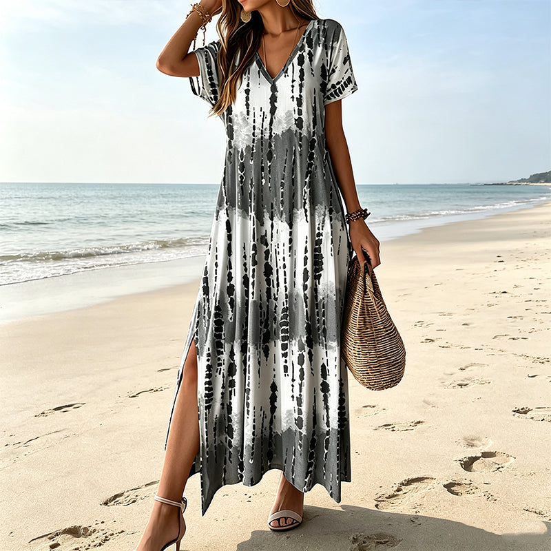 👗🌈 LIMITED TIME 50% OFF! Women’s Tie Dye V Neck Maxi Dress – Breathable Comfort, Relaxed Fit and Effortless Summer Style ✨