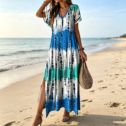 👗🌈 LIMITED TIME 50% OFF! Women’s Tie Dye V Neck Maxi Dress – Breathable Comfort, Relaxed Fit and Effortless Summer Style ✨