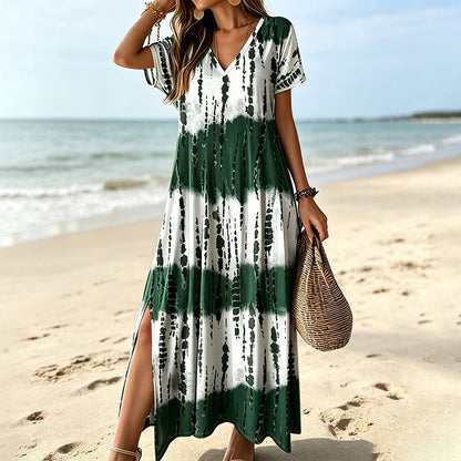 👗🌈 LIMITED TIME 50% OFF! Women’s Tie Dye V Neck Maxi Dress – Breathable Comfort, Relaxed Fit and Effortless Summer Style ✨