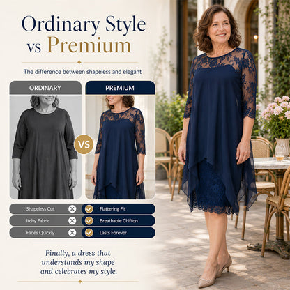 Lace Overlay High-Low Dress – Elegant & Soft Fabric Finish