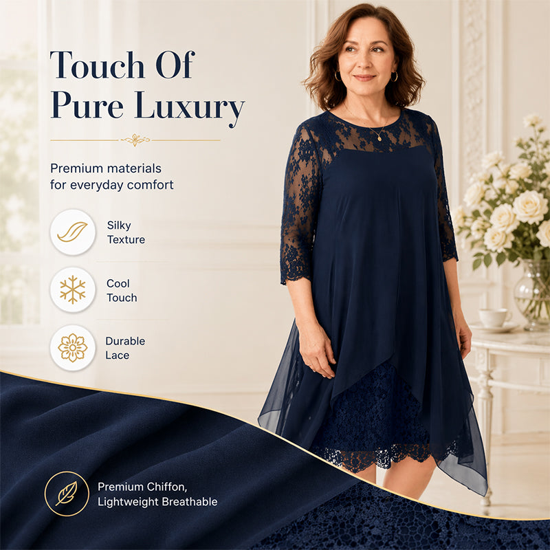 Lace Overlay High-Low Dress – Elegant & Soft Fabric Finish