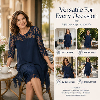 Lace Overlay High-Low Dress – Elegant & Soft Fabric Finish