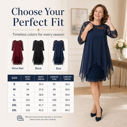 Lace Overlay High-Low Dress – Elegant & Soft Fabric Finish