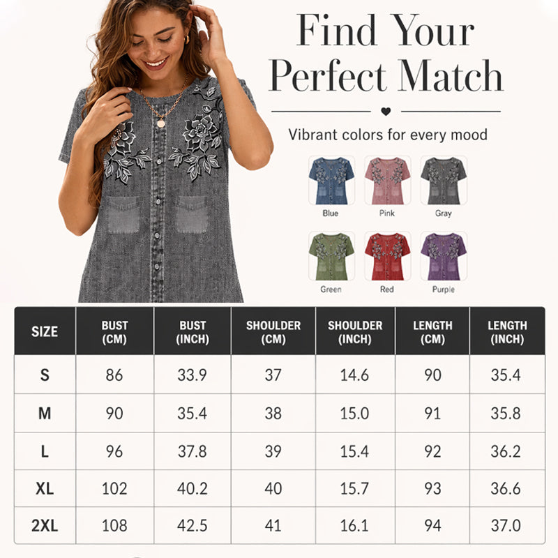 Women's Faux Denim Floral Print Dress