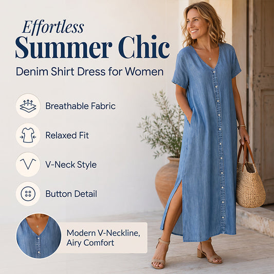 Women's Summer Casual Button-Front Dress